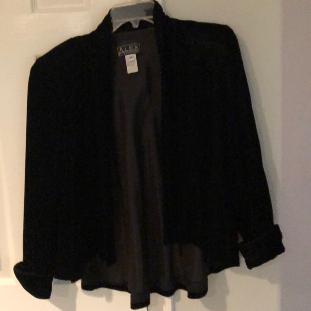 Black velvet evening drape with 3/4 sleeves